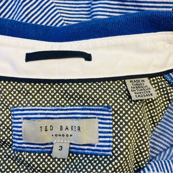 Ted Baker MMB Delpole Short Sleeve Polo Shirt Mens Size 3 Medium Blue - Picture 4 of 9